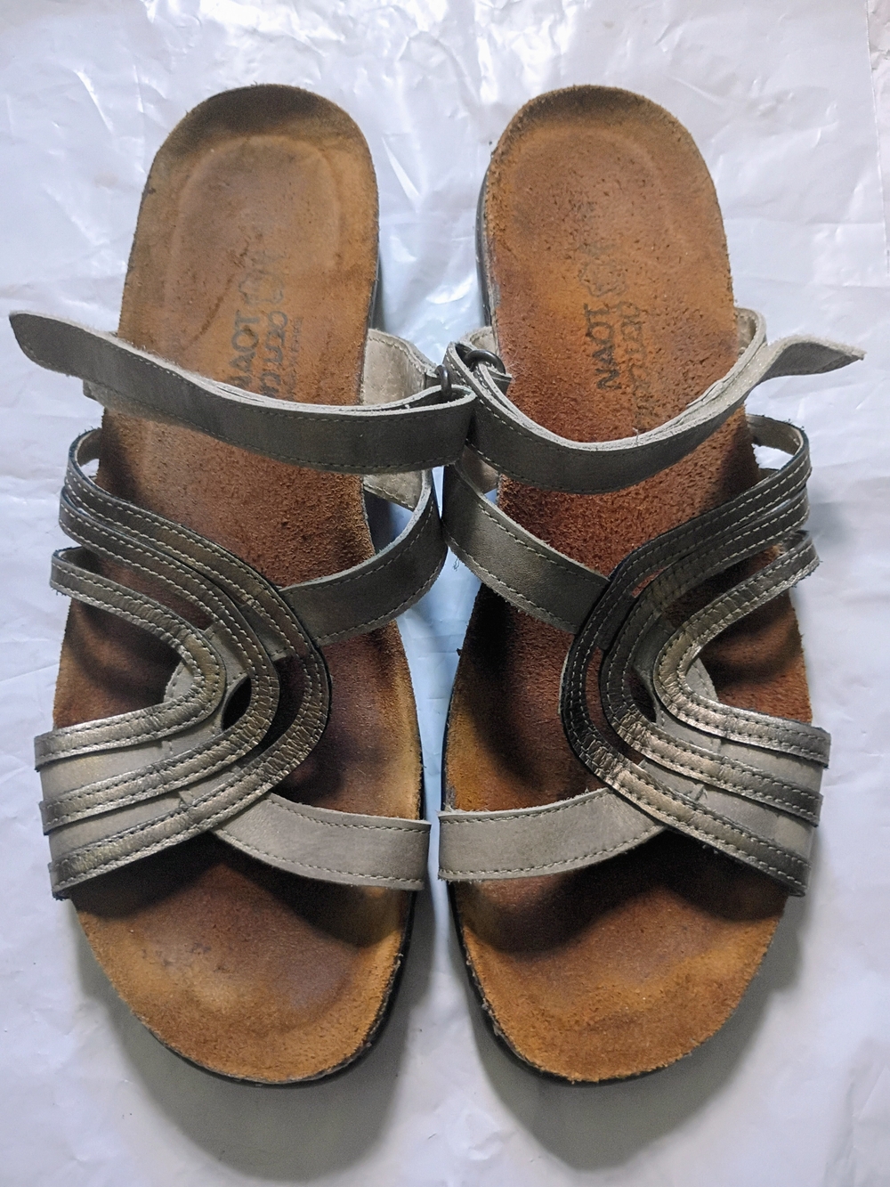 Naot Women's Metallic Silver Multi-Strap Sandals Size 40 Eu 9-9.5 US